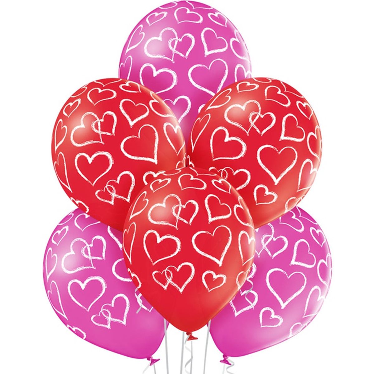 Кулька латексна з гелієм  Пастель Сердечки крейдою 14 ", артикул 1103-2036