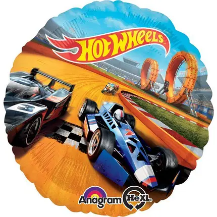 5202-0028 Шар фольгированный с гелием  Круг Hot wheels 18, размер 45х45 см