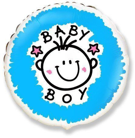 1202-3040 Кулька фольгована з гелієм  Круг "baby boy" 18""