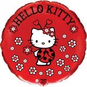 1202-3246 Шар фольгированный с гелием  Круг Hello kitty Божья коровка 18, размер 45х0 см