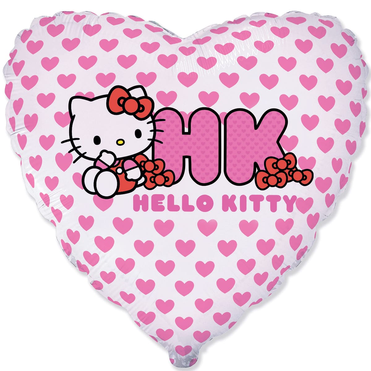 3202-3330 Шар фольгированный с гелием  Hello Kitty с сердцами 18, размер 45х45 см