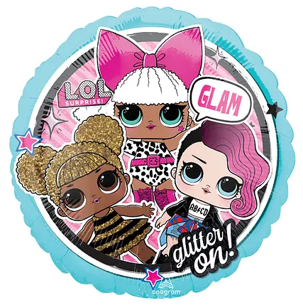5202-0007 Кулька фольгована з гелієм    Круг LOL glam 18, размер 45х0 см