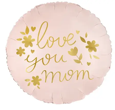 5207-0064 Шар фольгированный с гелием  Круг Love you mom 18, размер 45х45 см