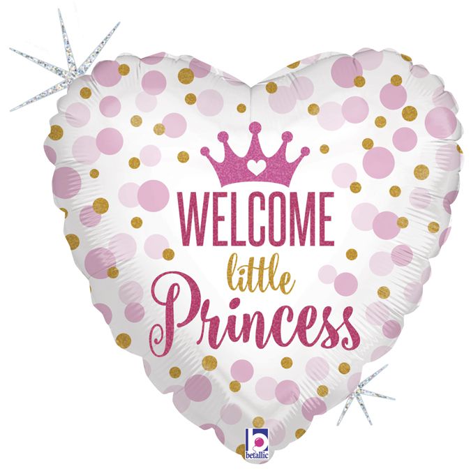 3202-0318 Шар фольгированный с гелием  Сердце  Welcome little princess 18""