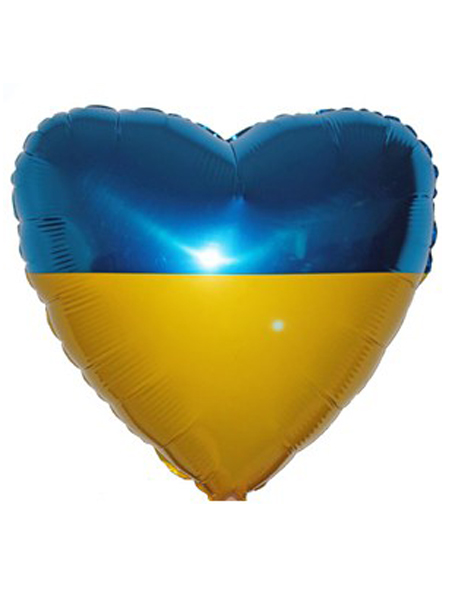 3202-3154 Кулька фольгована з гелієм  Серце Прапор України 18, розмір 45х45 см