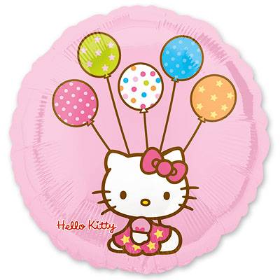 1202-1394 Кулька фольгована з гелієм  Круг Hello kitty 18, розмір 0х0 см