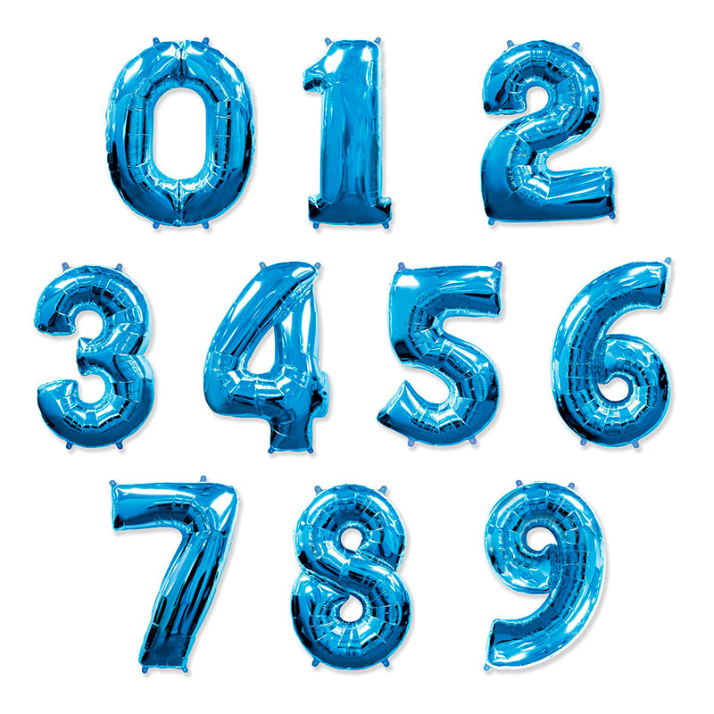 1207-0007 Фольгированный шар с гелием  Цифры Синие (от 0 до 9 на выбор) 40", размер 102 см