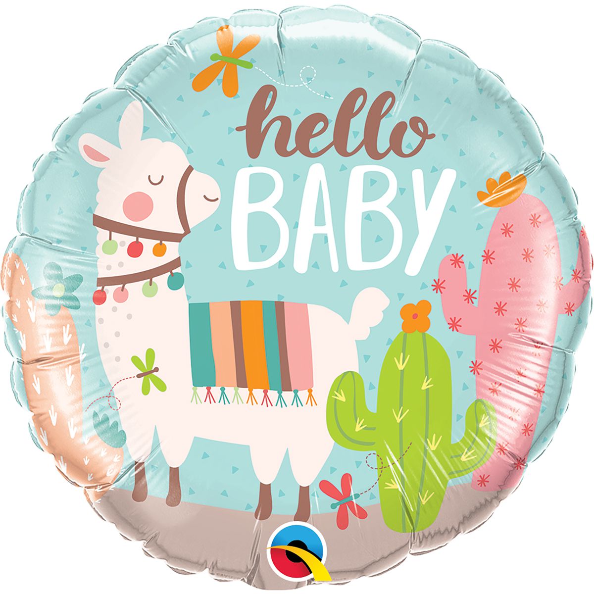 3202-1029  Шар фольгированный с гелием  Круг  "Hello baby" Лама 18"