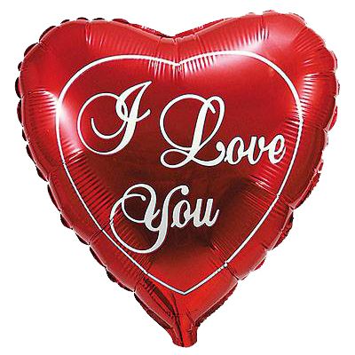  1202-0405 Шар фольгированный с гелием  Cердце красное ILY 18", размер 46х46 см