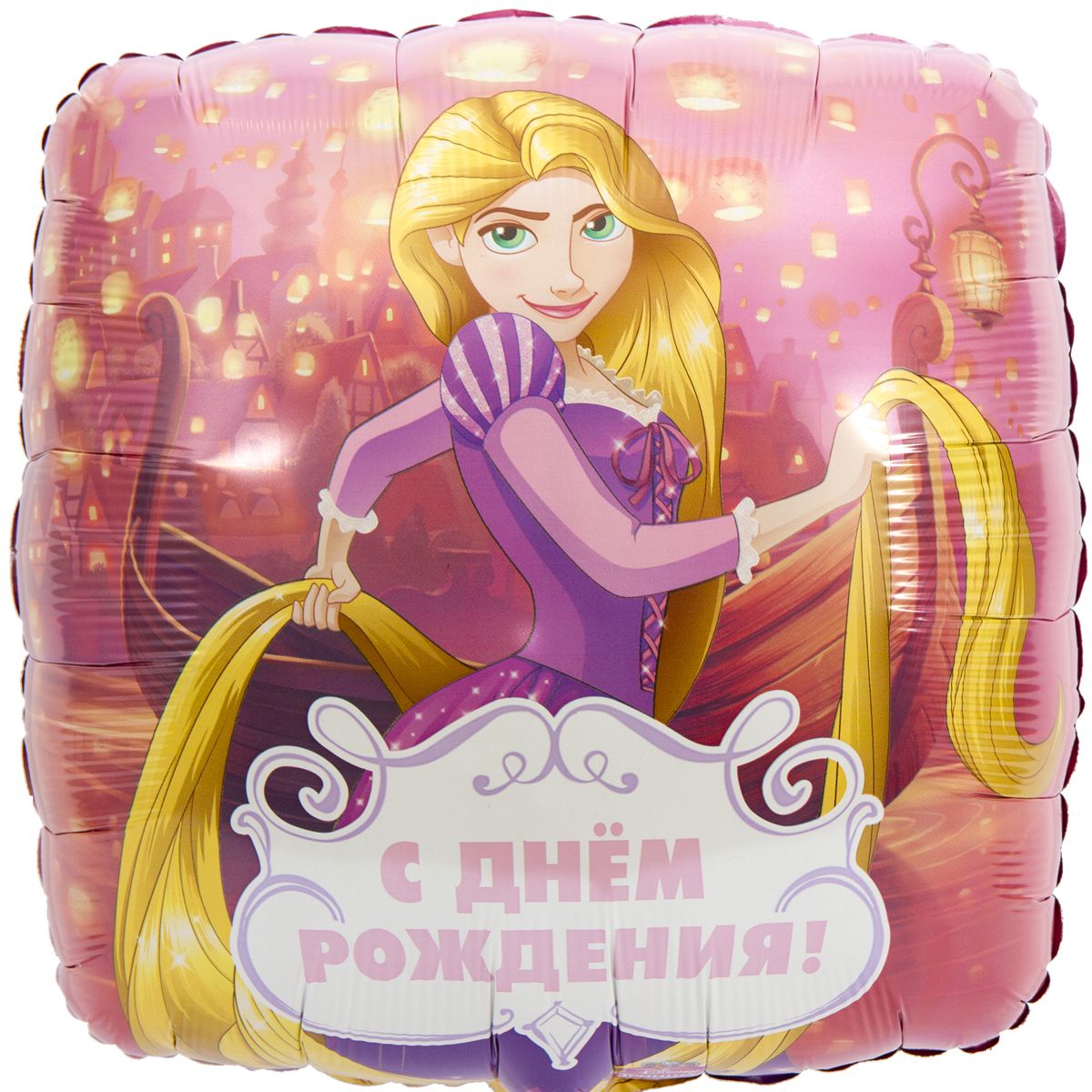 1202-2557  Кулька фольгована з гелієм  Квадрат ДР Рапунцель 18, розмір 45х0 см