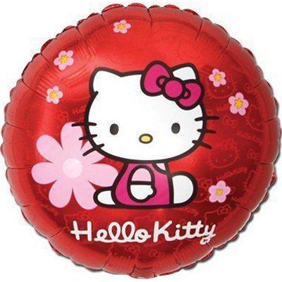 1202-1790 Шар фольгированный с гелием  Круг Hello kitty Цветы 18, размер 0х0 см