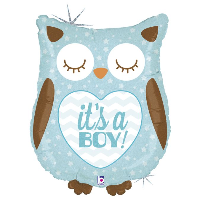 3207-1257 Шар фольгированный с гелием  Сова "It's a boy" "