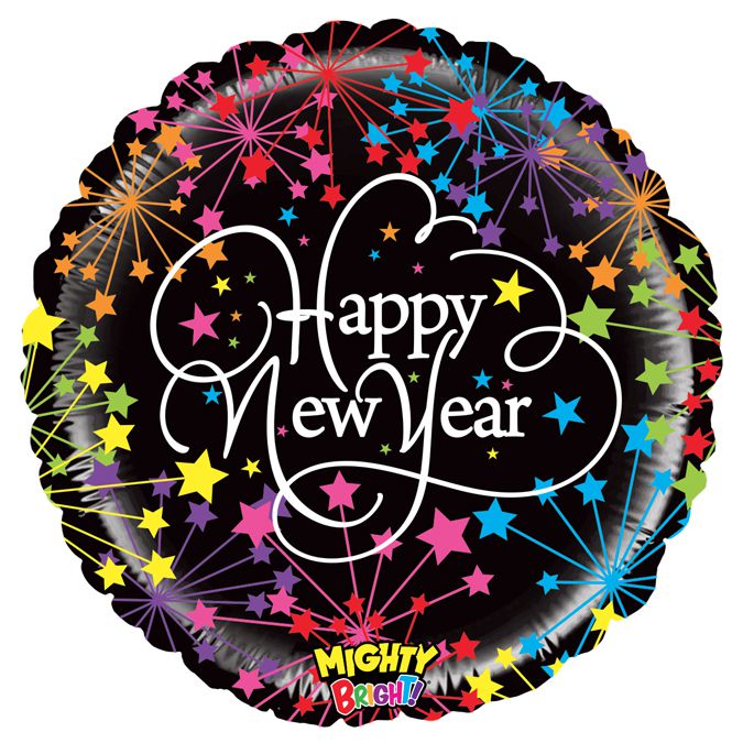 3202-0913 Кулька фольгована з гелієм  Круг "Happy new year" 18", размер 46х46 см