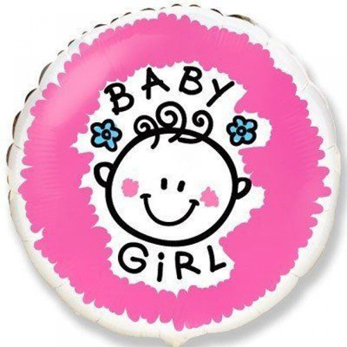 1202-3041 Кулька фольгована з гелієм  Круг "baby girl" 18""