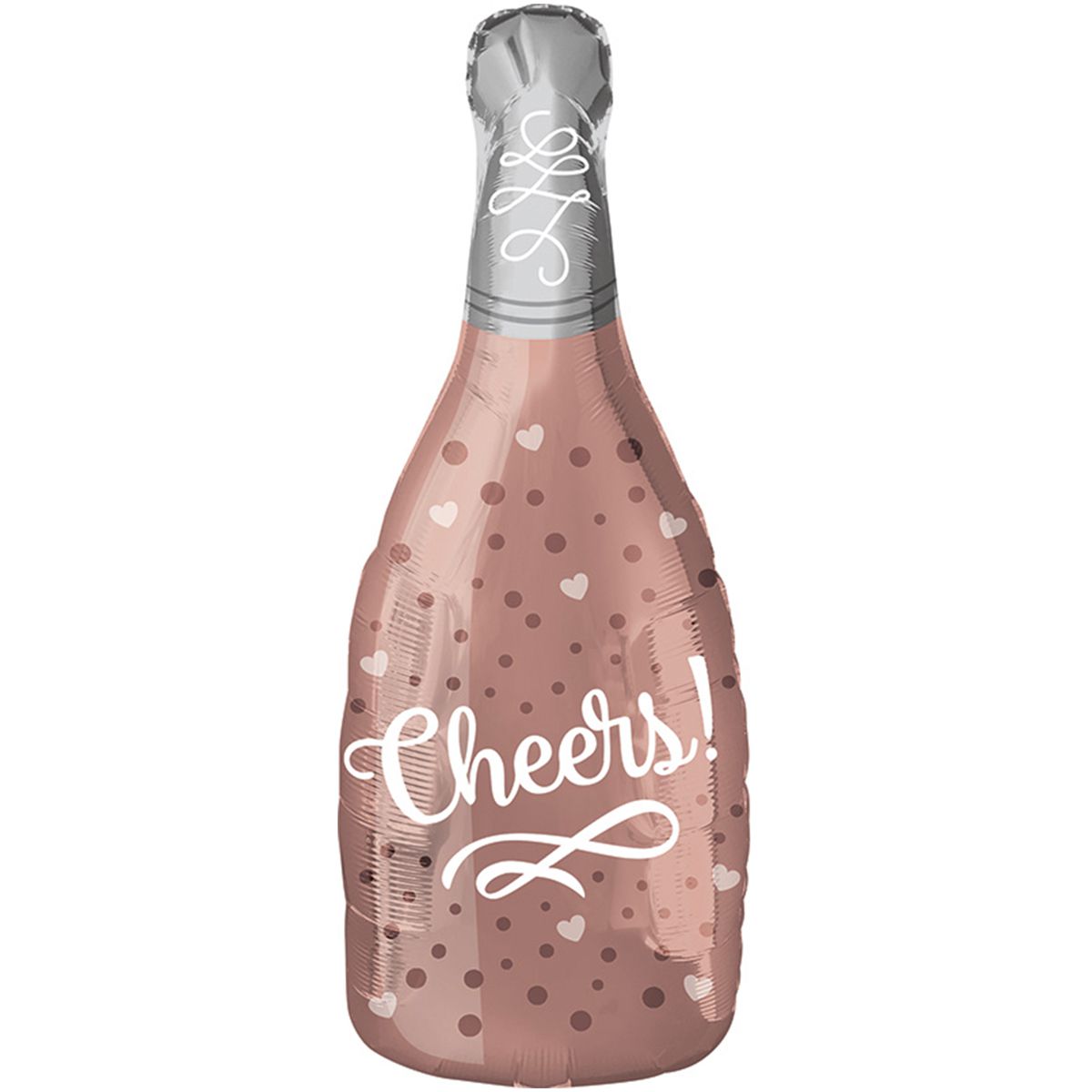 1207-2045 Кулька фольгована з гелієм  Пляшка CHEERS рожеве золото, розмір 25х66 см