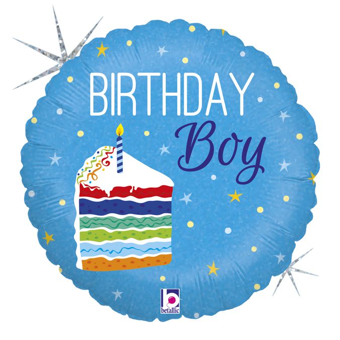 3202-0744 Шар фольгированный с гелием  Круг HB Кусок торта Birthday boy 18, размер 45 на 45 см