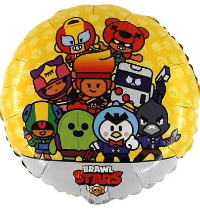 3202-3208 Шар фольгированный с гелием  Круг Brawl Stars 18, размер 45х45 см