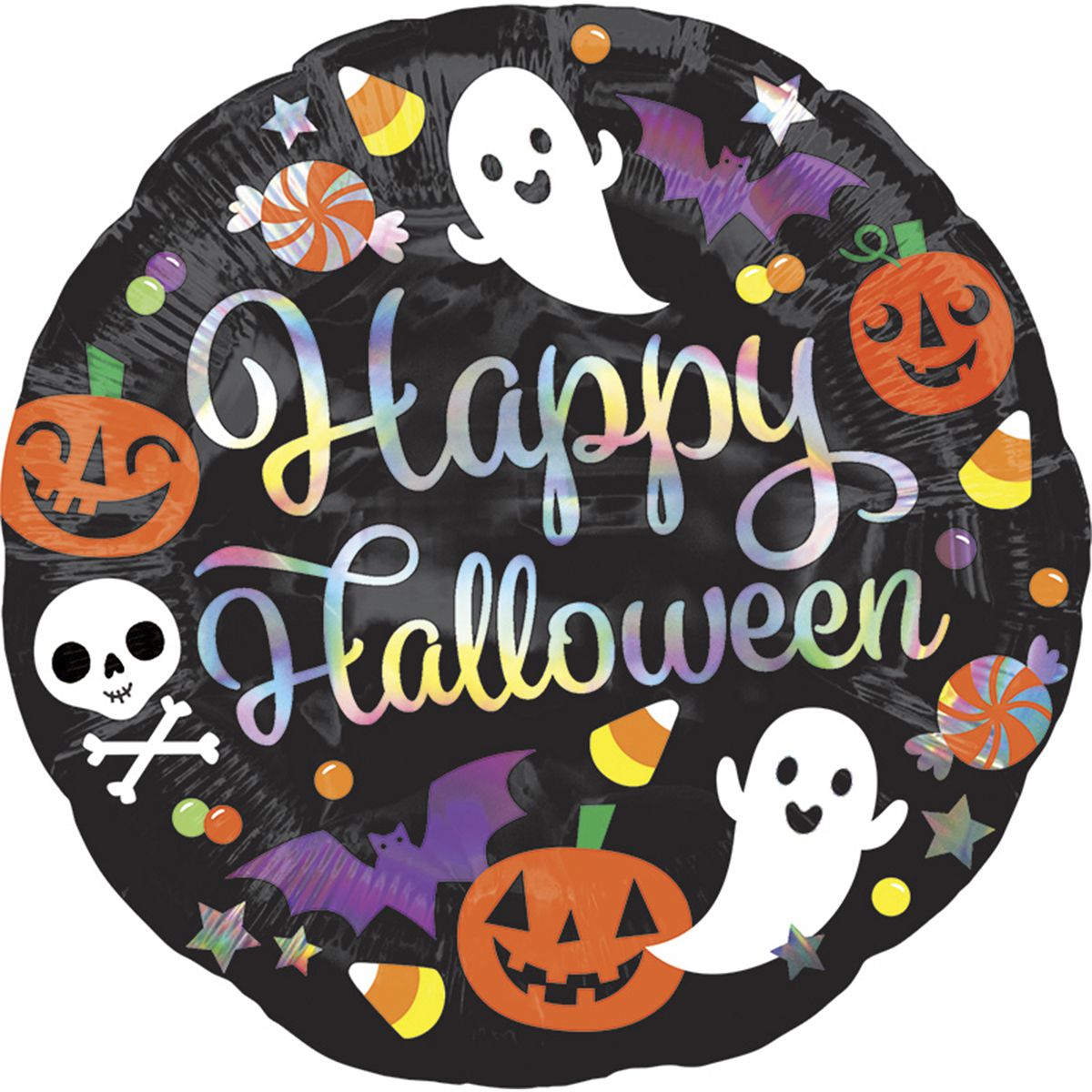 3202-0472 Шар фольгированный с гелием  Круг Happy Halloween 18", размер 46х46 см