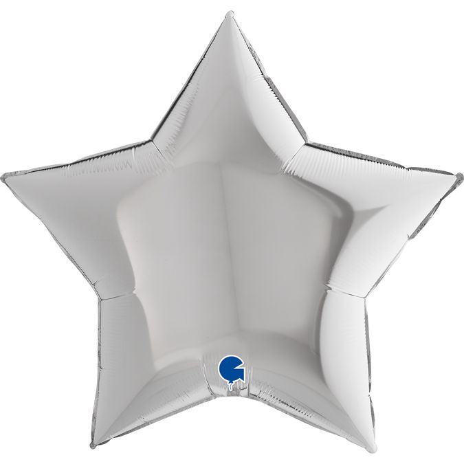 3204-0177 Шар фольгированный с гелием  Звезда Серебро 36", размер 91 см