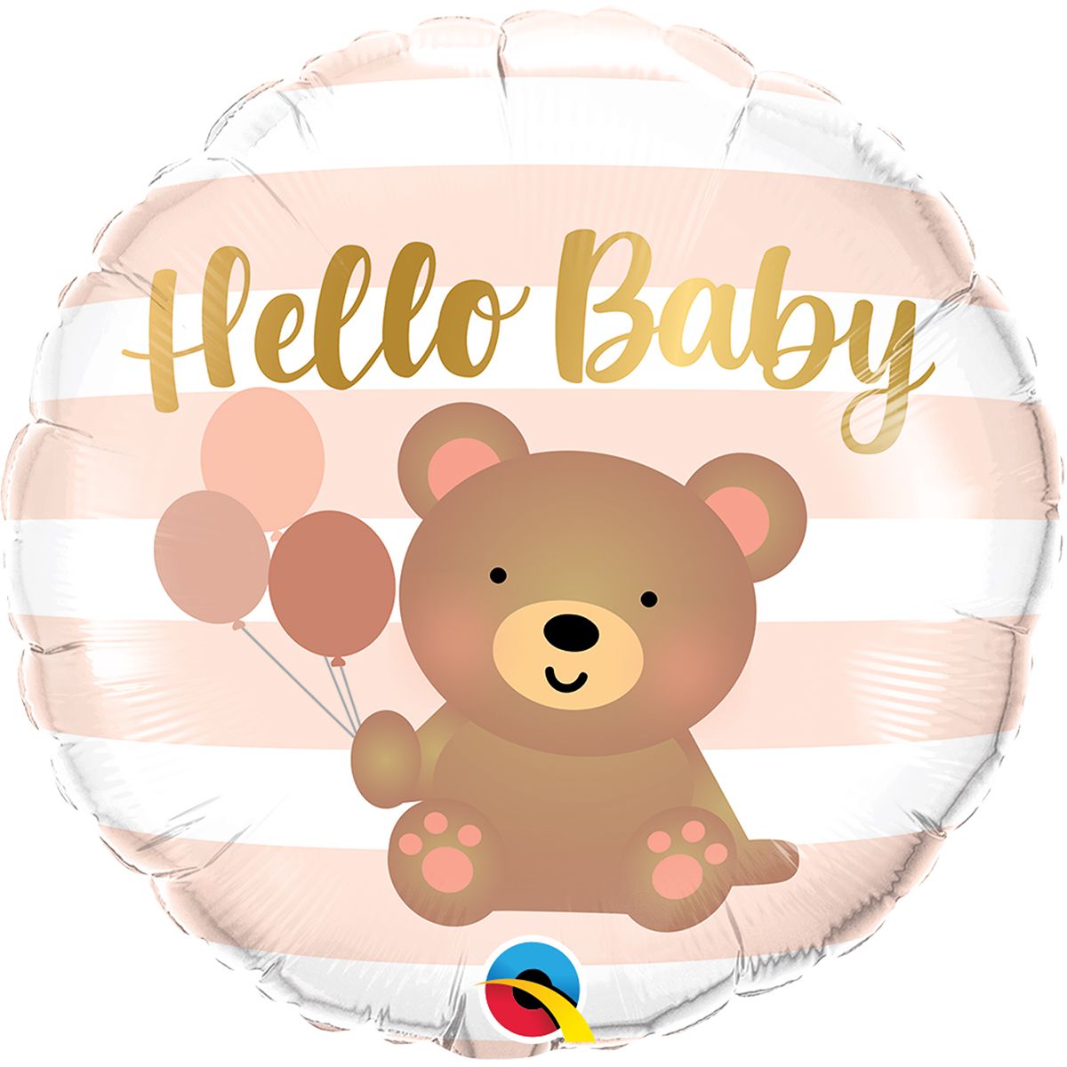 3202-3180 Шар фольгированный с гелием  Круг Hello baby Ведмедик з кульками 18"